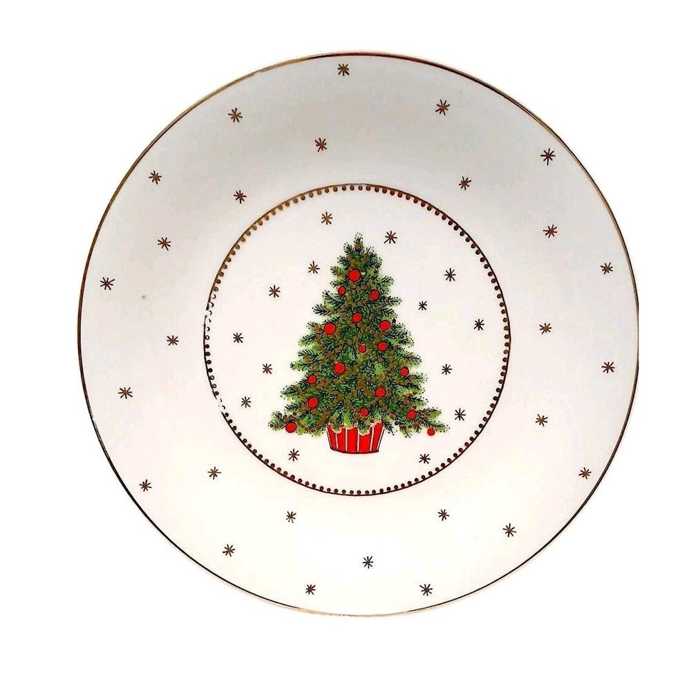 Vintage George Good Christmas Tree 10" Dinner Plate‎ White Porcelain Collectible